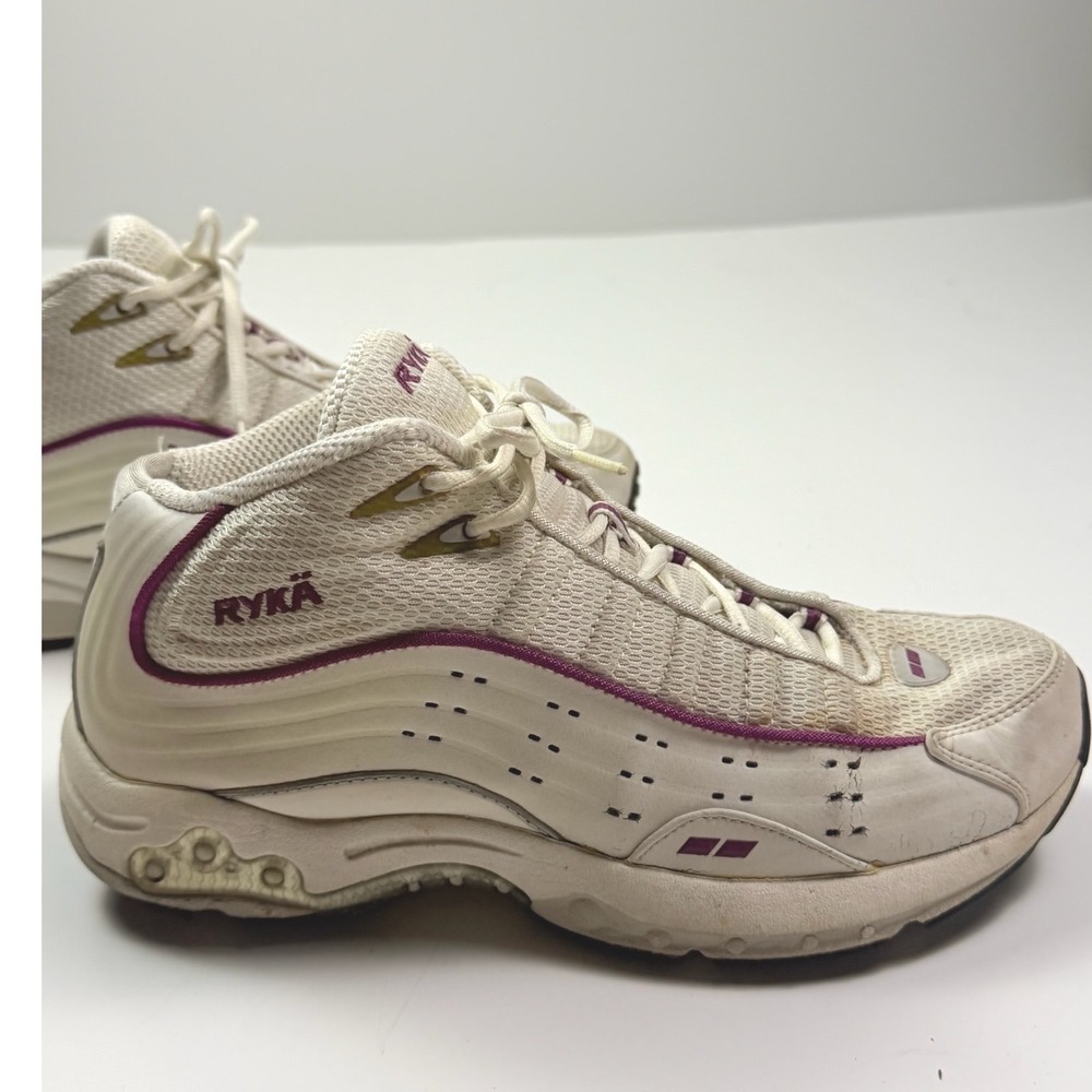 Ryka N-Gage Studio Mid Womens White Purple Training Shoes Arch Support Size 9